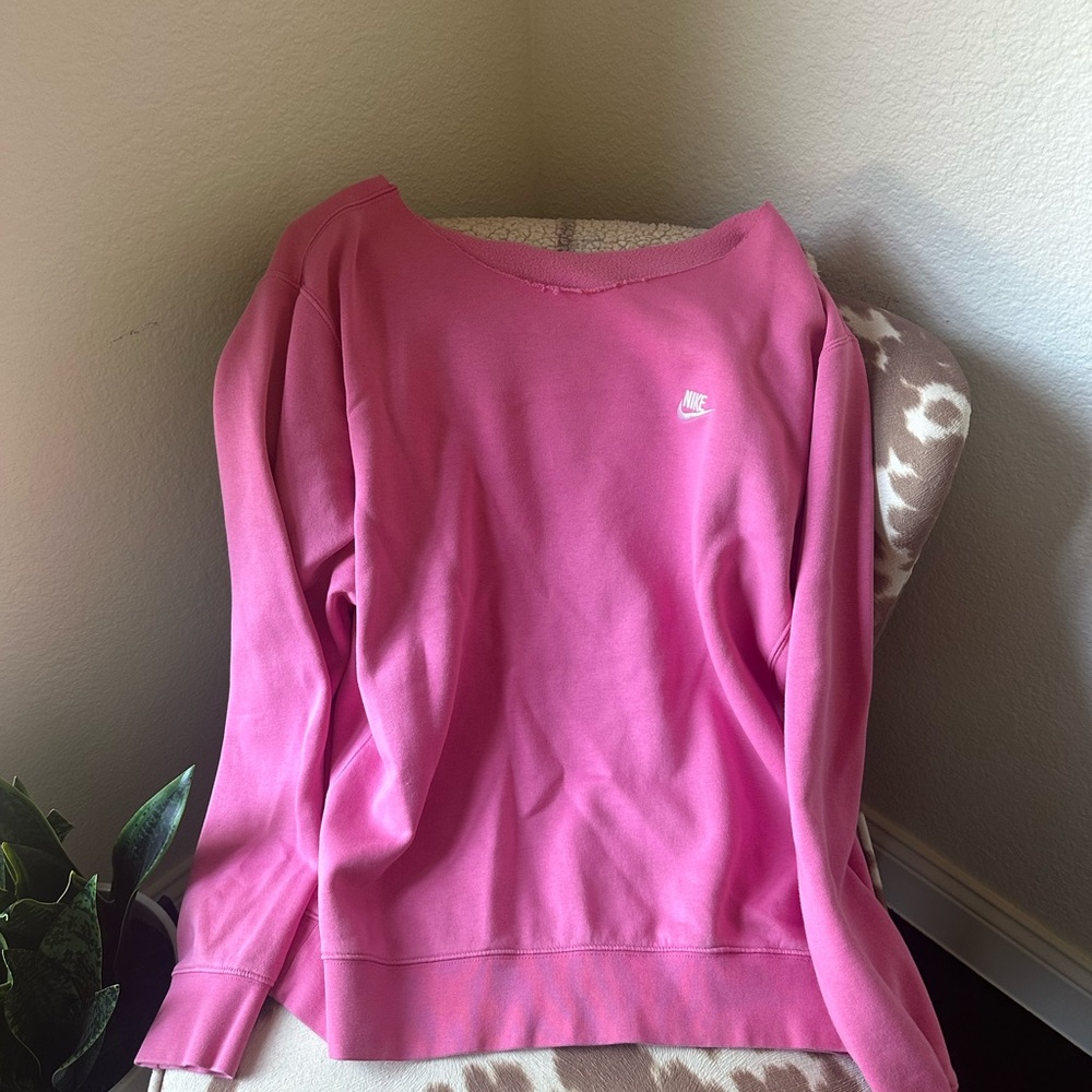 PINK OFF THE SHOULDER NIKE SWEATSHIRT